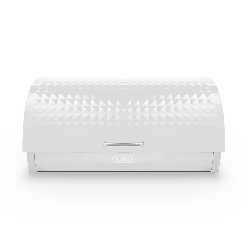 Tower Solitaire Roll Top Bread Bin, Stainless Steel, White