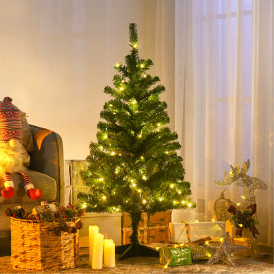 Arbre de Noël artificiel de 4 pi de hauteur avec 208 branches, 100 lumières DEL blanc chaud ou coloré, ouverture automatique