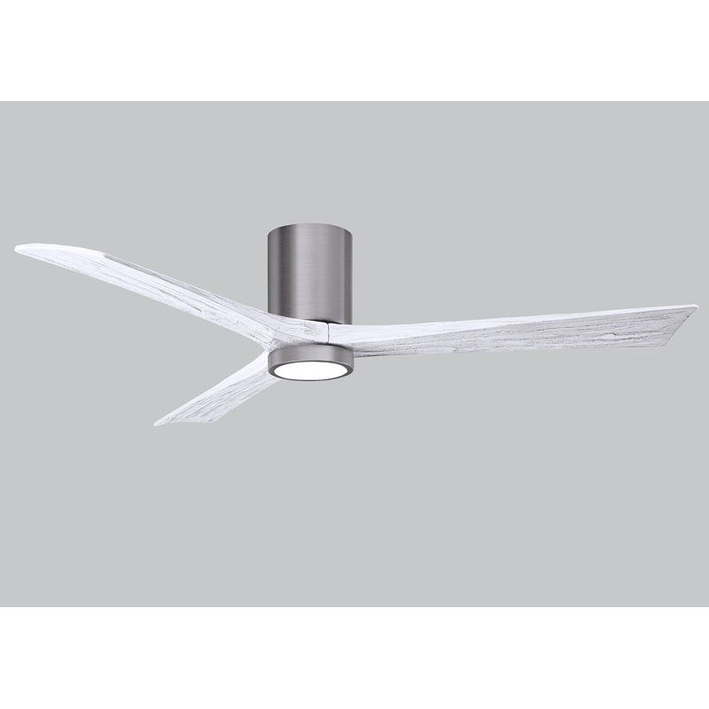 Olivier à 3 pales DEL standard avec ventilateur de plafond et ensemble d'éclairage inclus, Blanc mat, Étain brossé, 60"