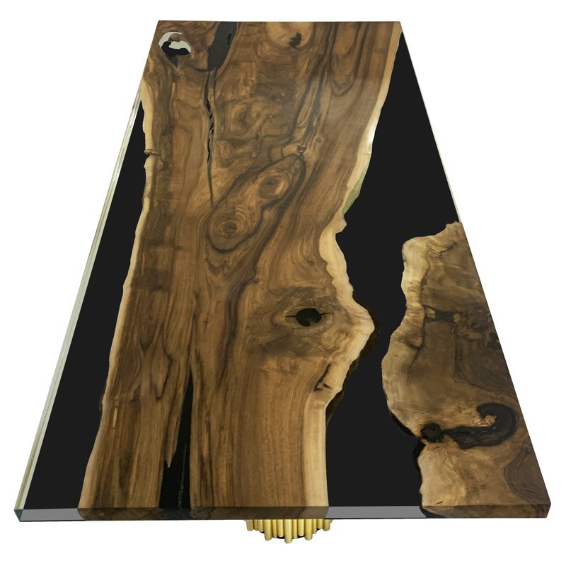 Evohe Walnut Wood Dining Table, 48" W x 108.3" L 