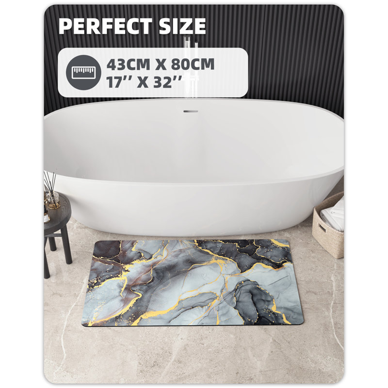 Zowie Non-Slip Bath Rug, 17" W x 32" L, Black