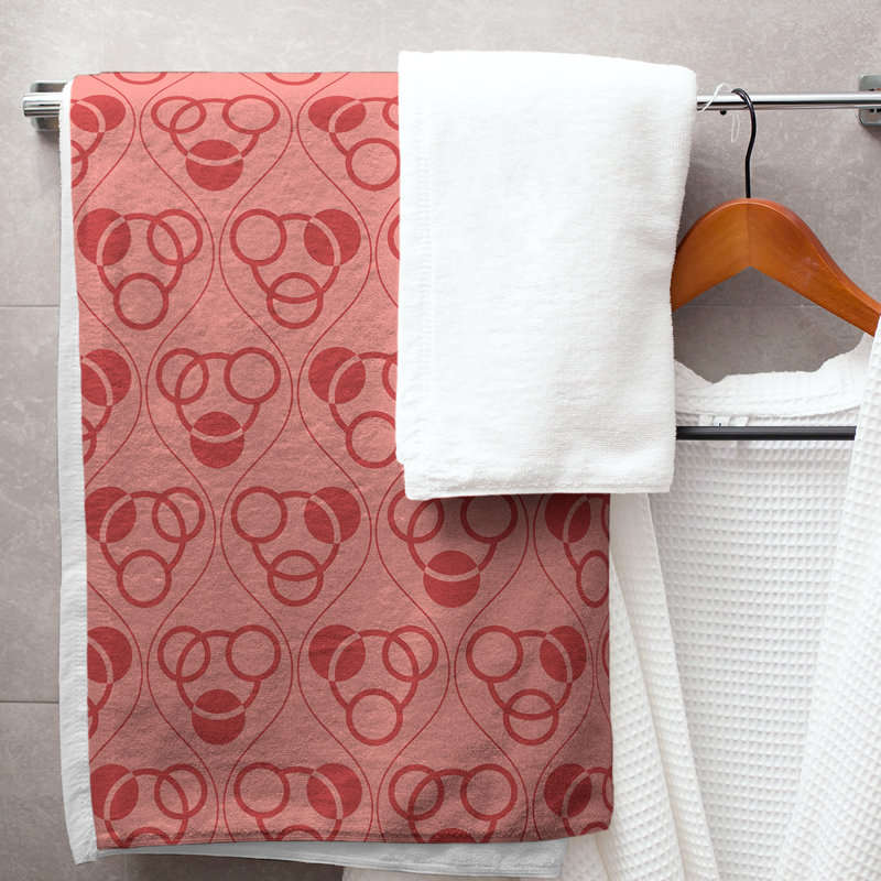 Serviette de bain à motif de cercles et de vagues Classic, Rouge