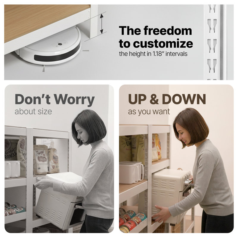 24"W Adjustable 5-Tier Shelf for Closet, Pantry & Home Office, White, 1Pack, White, (S)24.4"W