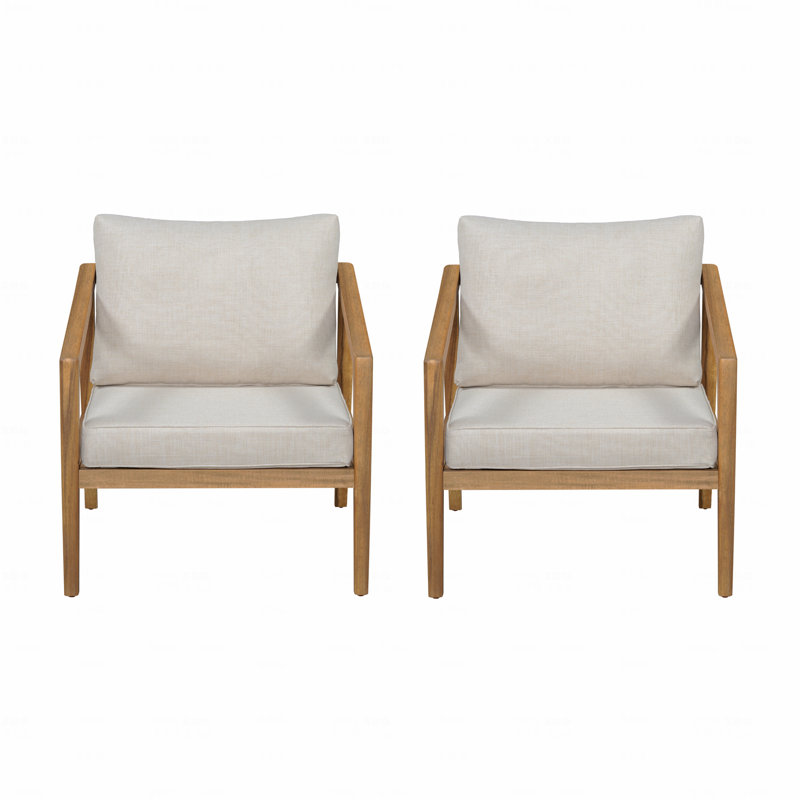 Ensemble de 2 fauteuils club d'extérieur en bois d'acacia