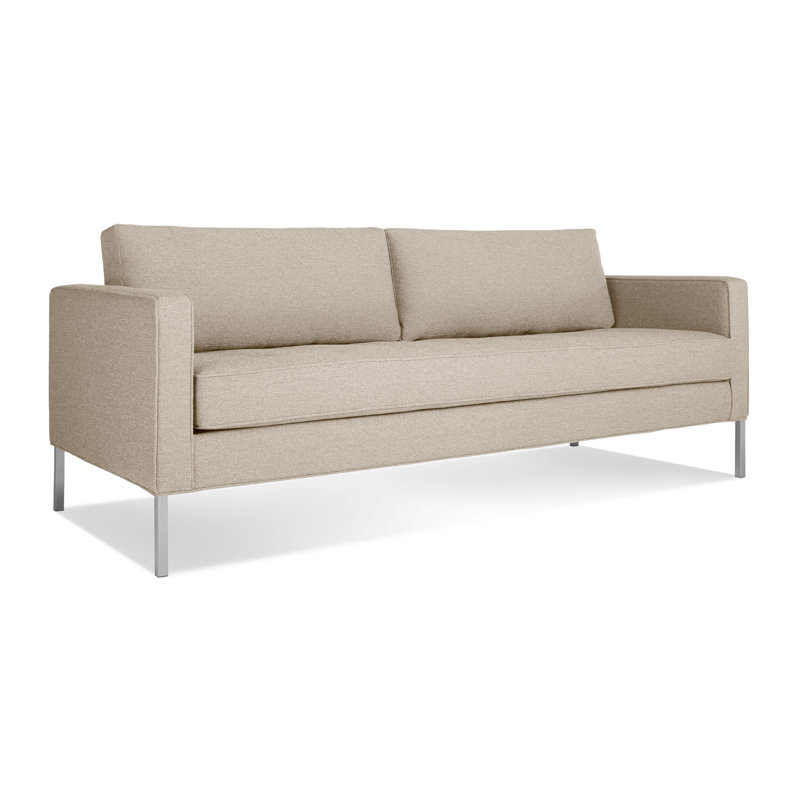 Paramount Sofa, Stainless Steel, Otter Velvet Velvet, 32" H x 95" W x 34" D