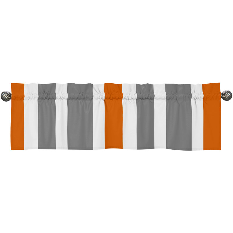Cantonnière de fenêtre à rayures, Gris / Orange