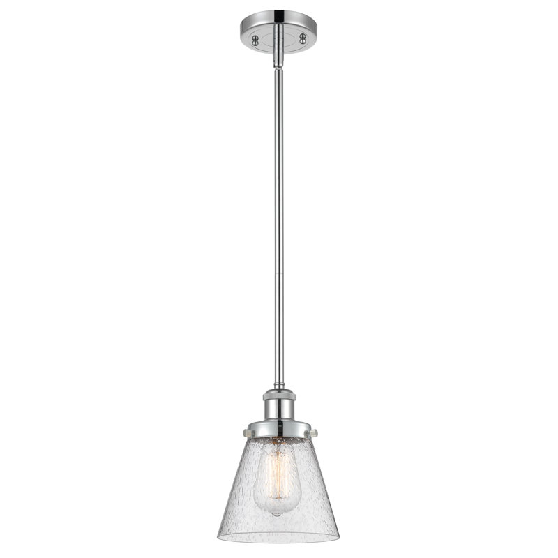 Mini-luminaire suspendu avec tige 6 po Ballston Urban Cone, Grainé, Chrome poli, DEL