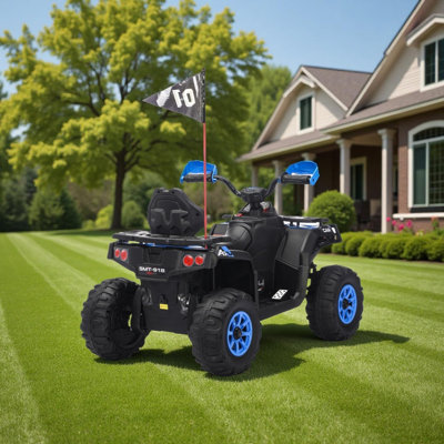 12V Kids Ride on ATV Car with Remote Control, Dual 35w Motors, 4-Wheel Suspension, LED Lights, Bluetooth USB Music, Early Education, Volume Control, O