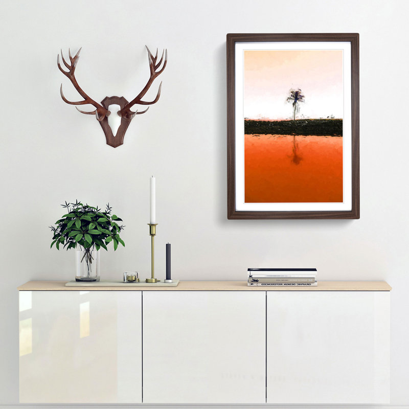Reflection of a Palm Tree in Hawaii in Abstract - Picture Frame Graphic Art Print, Walnut Framed, 36cm H x 27cm W x 2cm D