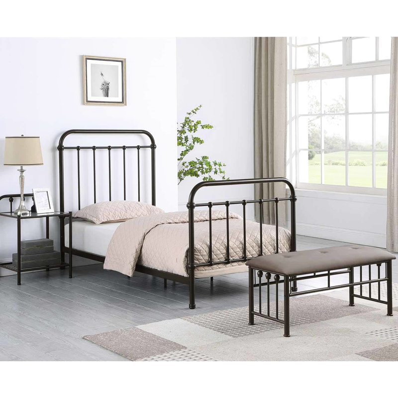 Lit simple traditionnel en métal foncé bronze pour la chambre à coucher - Style élégant avec finition intemporelle