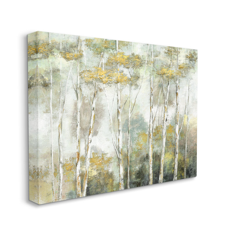 «Birch Tree Forest» par Nan - peinture sur toile tendue, H 16 po x l 20 po x P 1,5 po