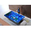 Lavabo de salle de bain vasque rectangulaire en verre trempé bleu lustré Avao