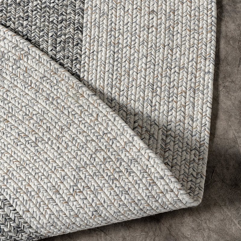 Tapis ovale intérieur / extérieur gris tressé Buckwalter, Ovale 4 pi x 6 pi