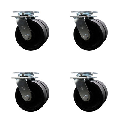 6 Inch Dual Glass Filled Nylon Wheel Swivel Casters Set with Roller Bearings SCC