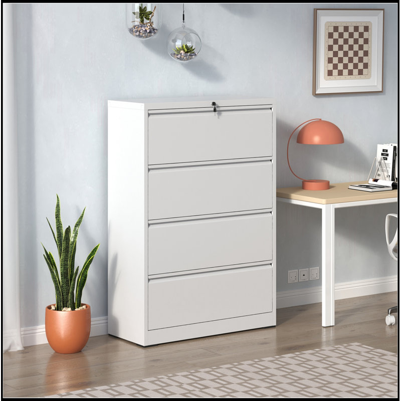Classeur en métal avec 4 tiroirs, White