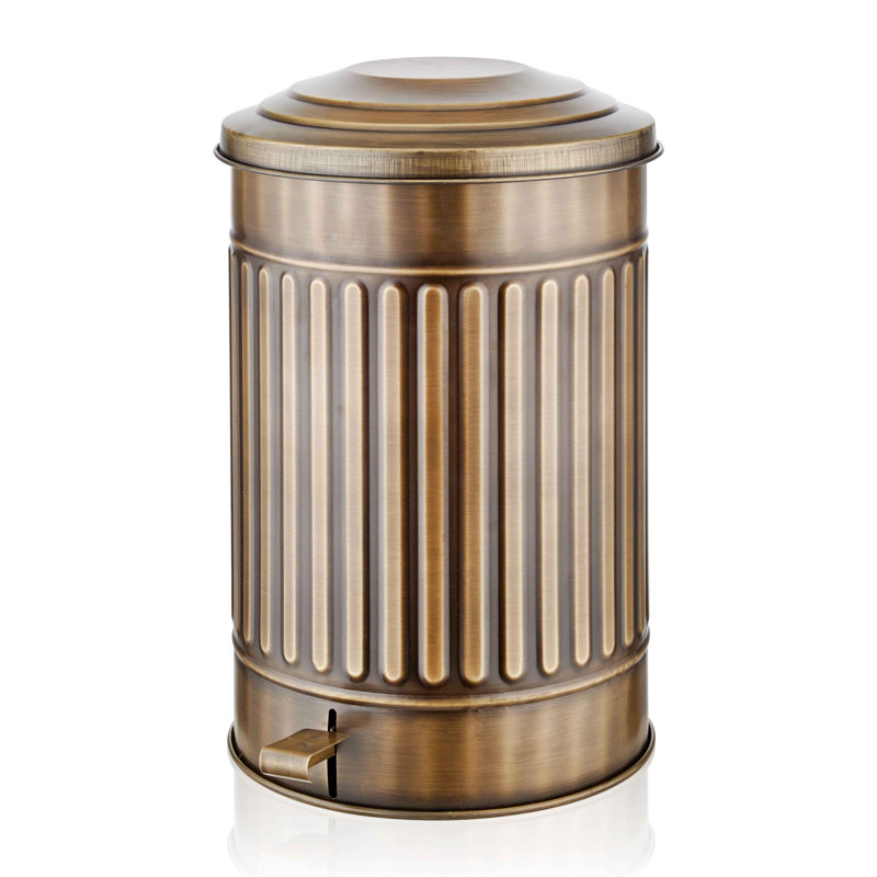 Ava-Mai Steel Step On Kitchen Trash Can, 37 L, Gold