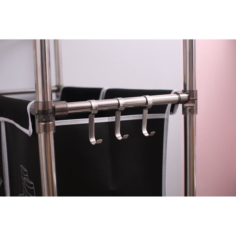 Black White Laundry Hamper Sorter, 3 Tier, 4 Bags, Waterproof , Framework Removable Bags Heavy-Duty Iron Frame, Easy Installation