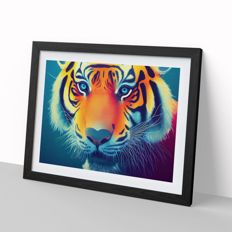 Tiger Colours Vol.3 - Single Picture Frame Print, 46cm H x 64cm W x 2cm D, Black Framed