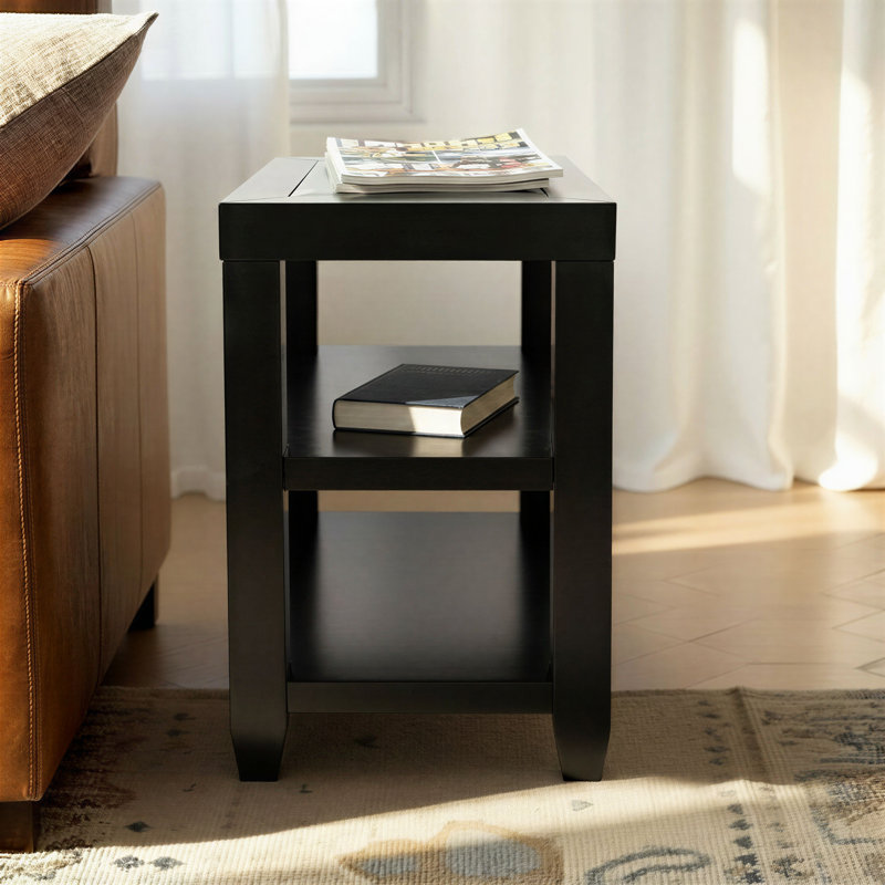 Jessim End Table with Storage, Black