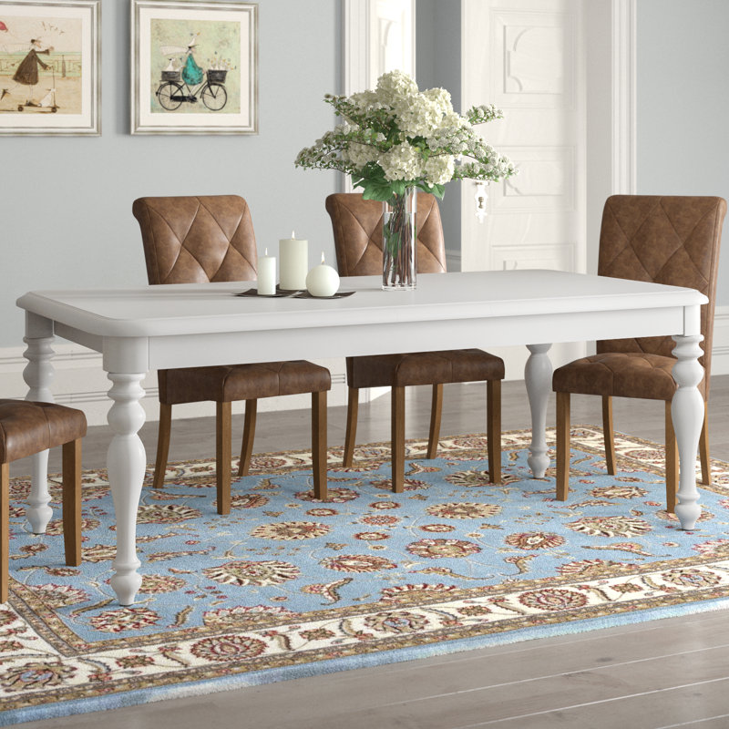 Alvy Extendable Solid Wood Dining Table, Oyster White