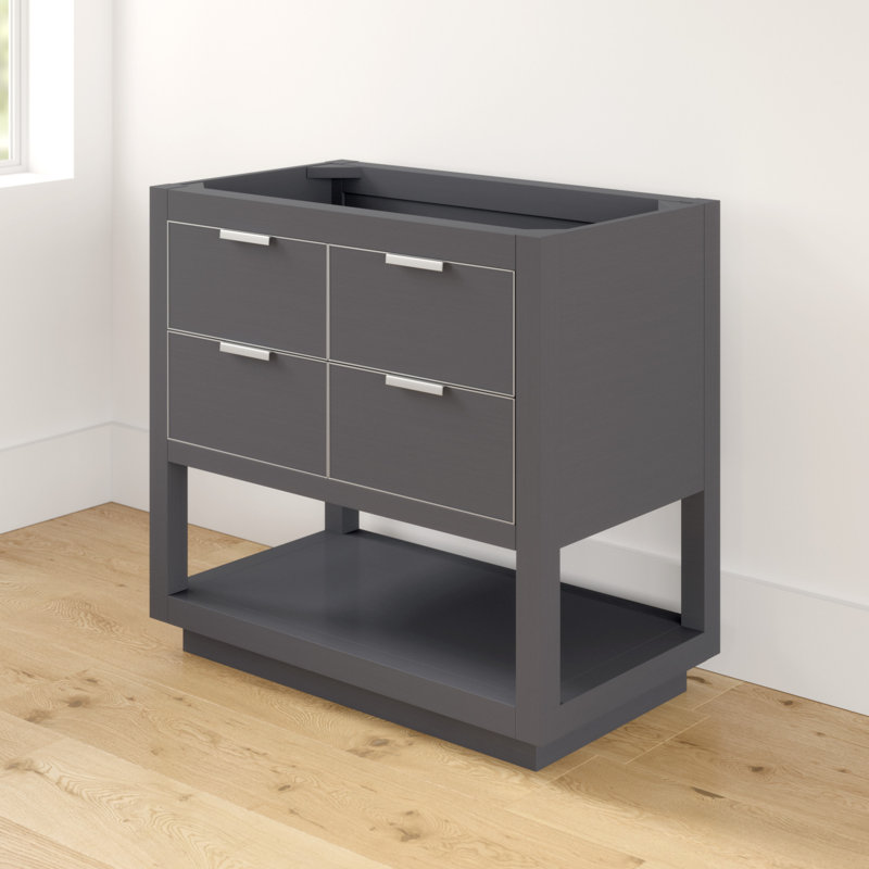 Base de meuble-lavabo simple 36 po Allie, Gris crépuscule / argent brossé