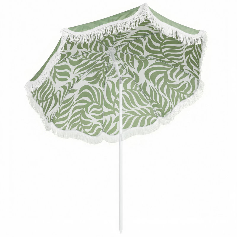 178cm Beach Parasol, Green Floral