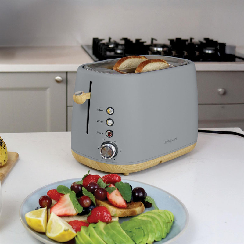 Statesman 2 Slice Scandi Toaster Grey/Blue, Grey