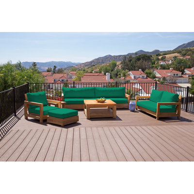 Crelake Teak 7 - Person Patio Conversation Set with Cushions