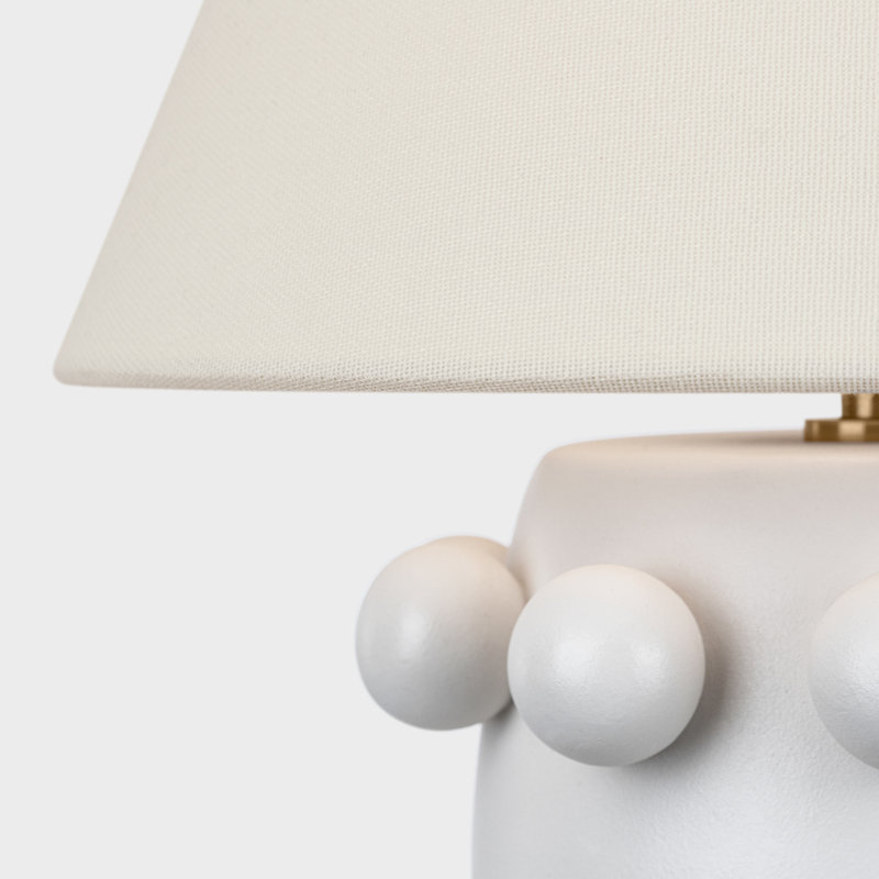 Linden 14" Cordless Table Lamp in Plaster White with Linen Shade