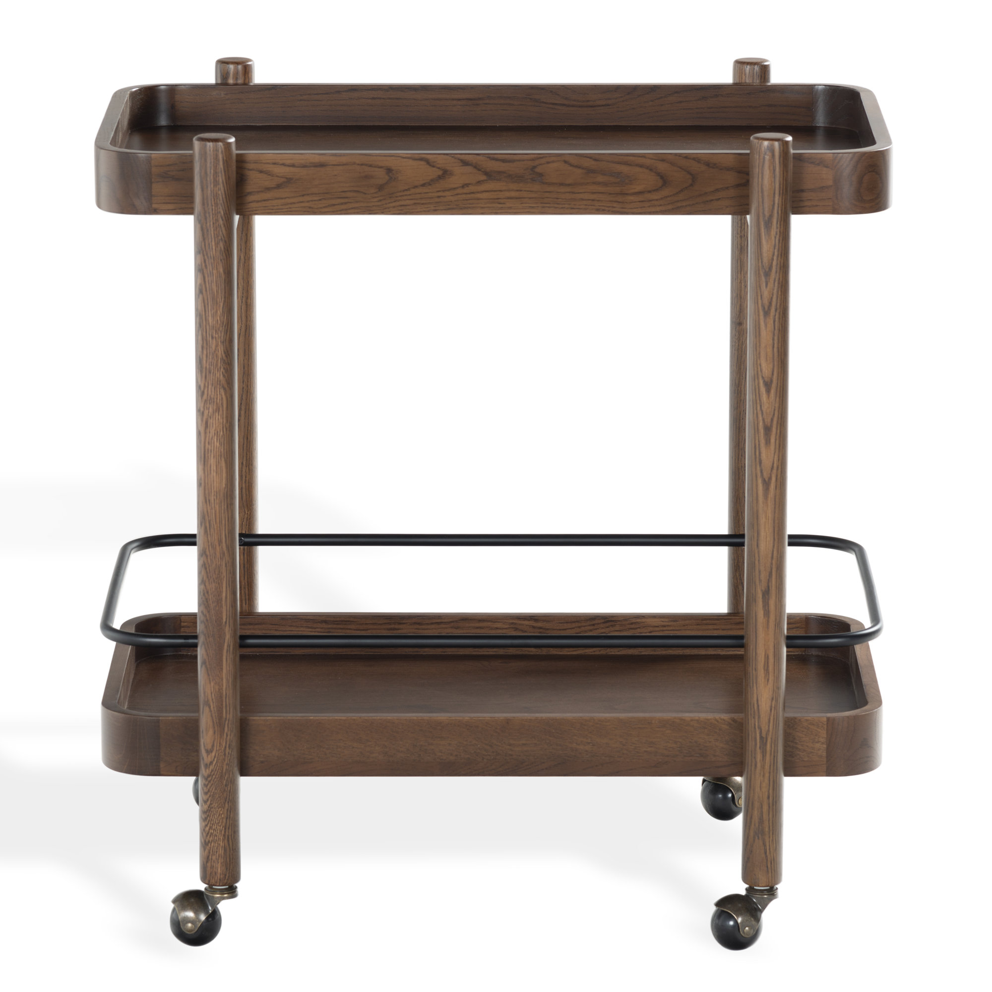 Krystof Wood 2 Shelf Barcart, Walnut