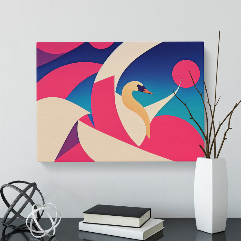 Swan Abstract Art Vol.3 - Wrapped Canvas, 40cm H x 60cm W x 3cm D