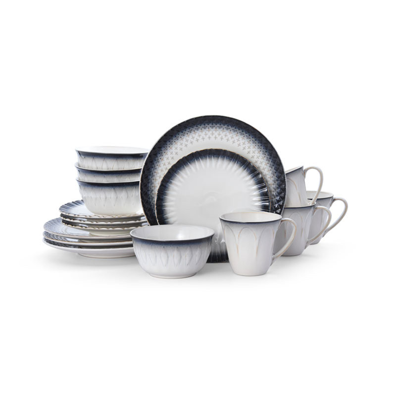 Service de table en grès 16 pièces Blake, service pour 4