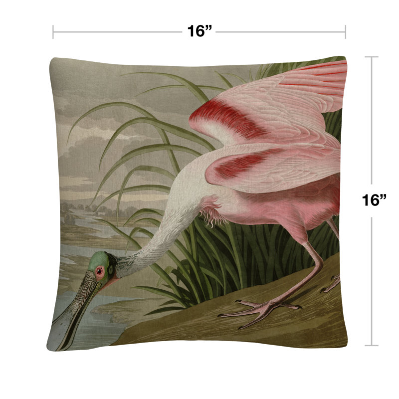 John James Audubon Roseate Spoonbill Throw Pillow