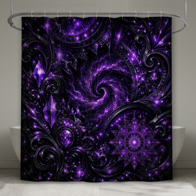 Rideaux de douche mauve à motif fractal
