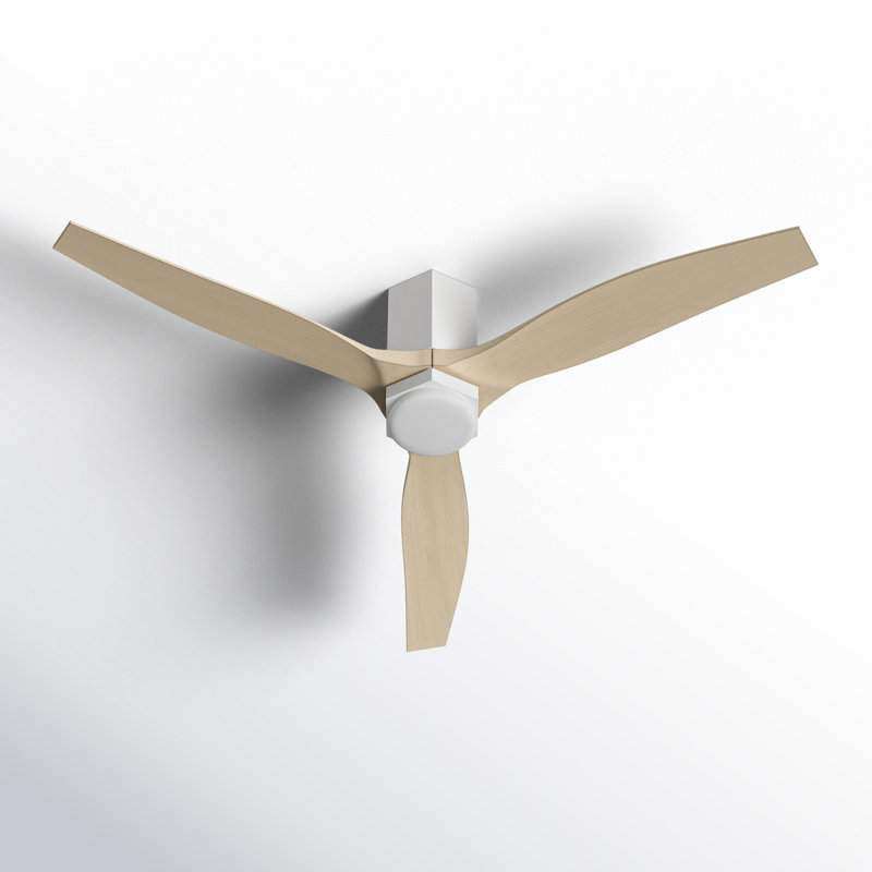 Brocken Ceiling Fan with LED Lights, 52", Matte White/Natural