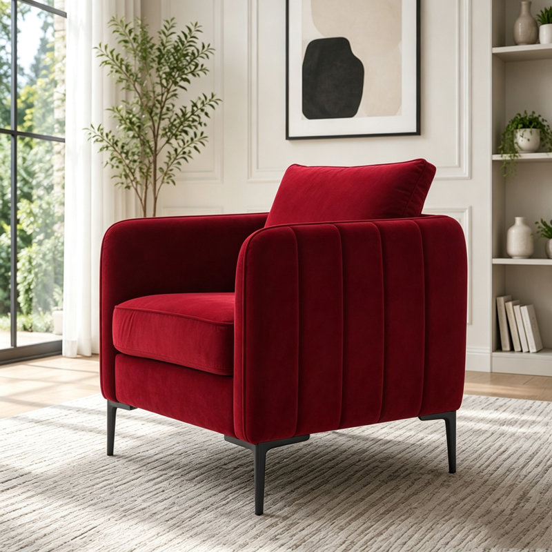 Fauteuil d'appoint en velours, Vin rouge