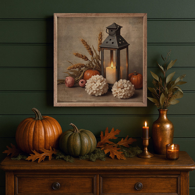 Autumn Lantern, 16" H x 16" W