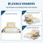 Grand / double / simple lit en velours avec tête de lit réglable et rangement à 2 tiroirs avec plateforme et sommier sans assemblage facile pour la chambre à coucher-130117371-130117375