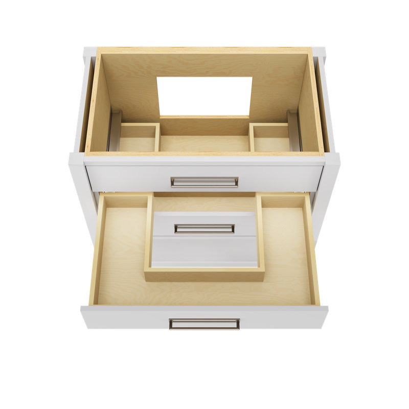 Kiawah Three-Drawer Single Bath Vanity, Strong White, Satin Nickel, 36"