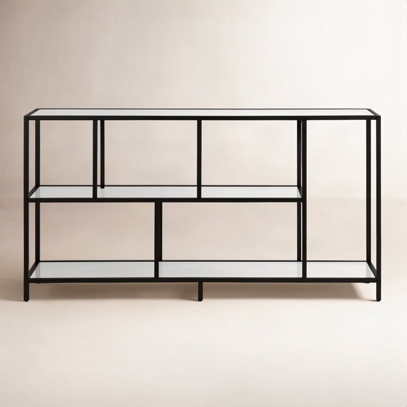 Anishia 52'' Glass Top Console Table, Blackened Bronze