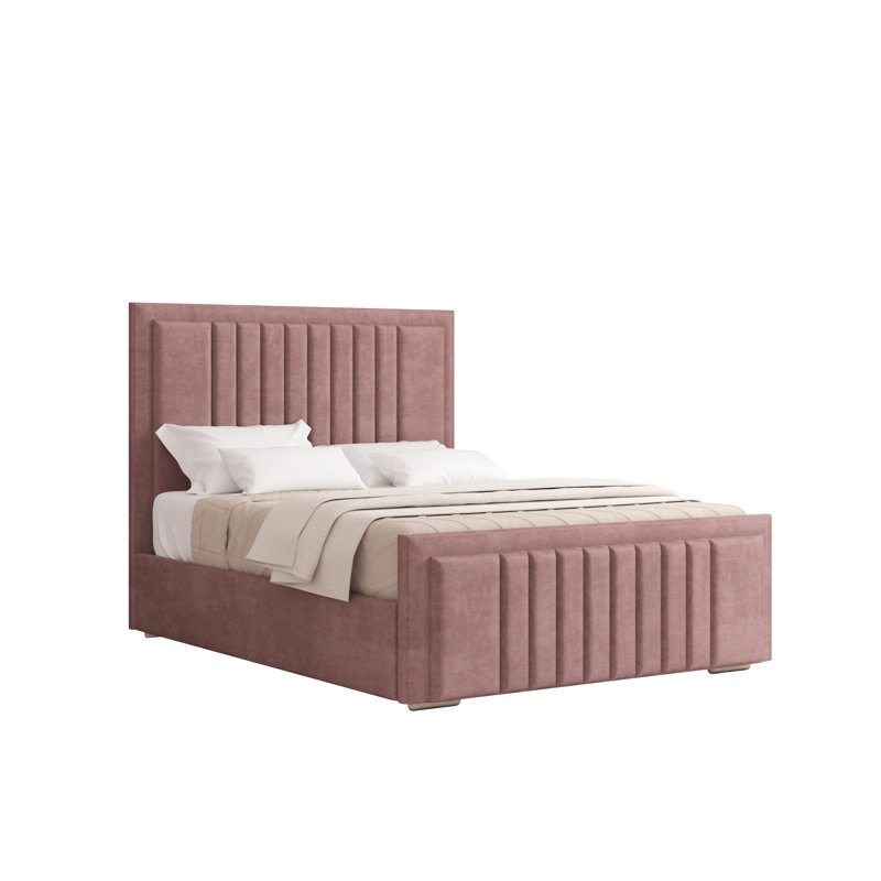 Alama Upholstered Panel Bed, Kingsize (5'), Lilac