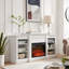 Console multimédia avec grande armoire de rangement, avec foyer encastré de 23 po, pour téléviseur de 70 po ou moins, meuble télé multimédia moderne, l 65,75 po x P 17 po x H 32,48 po-268273787