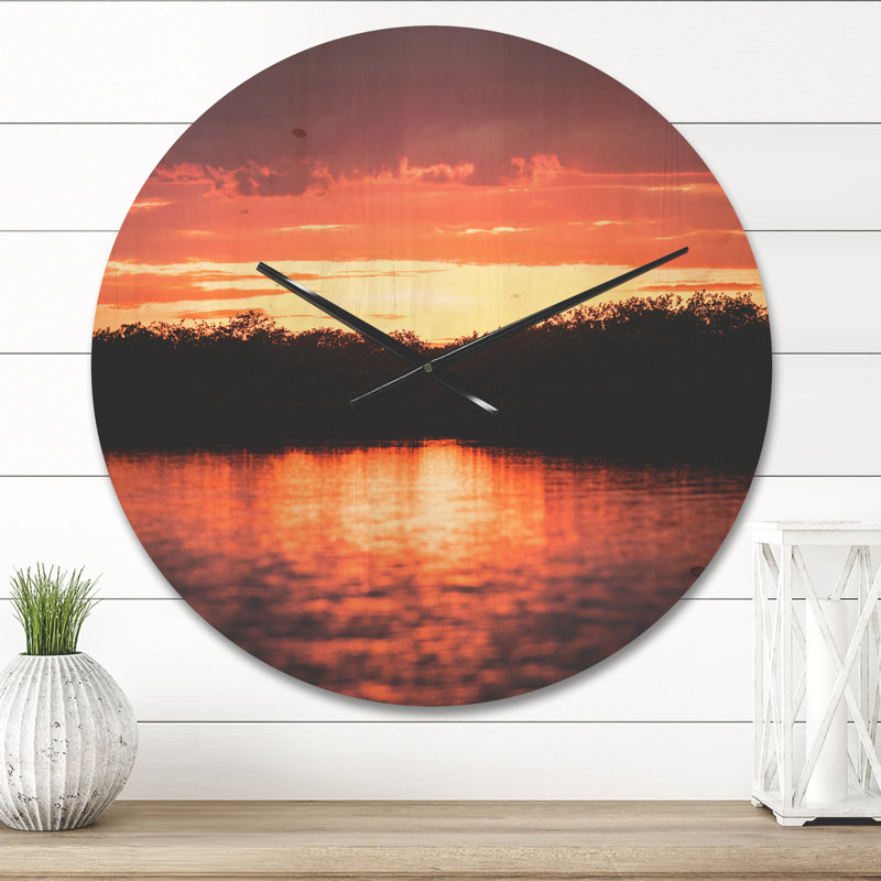 Horloge murale coucher de soleil sur un lagon tropical, Petit