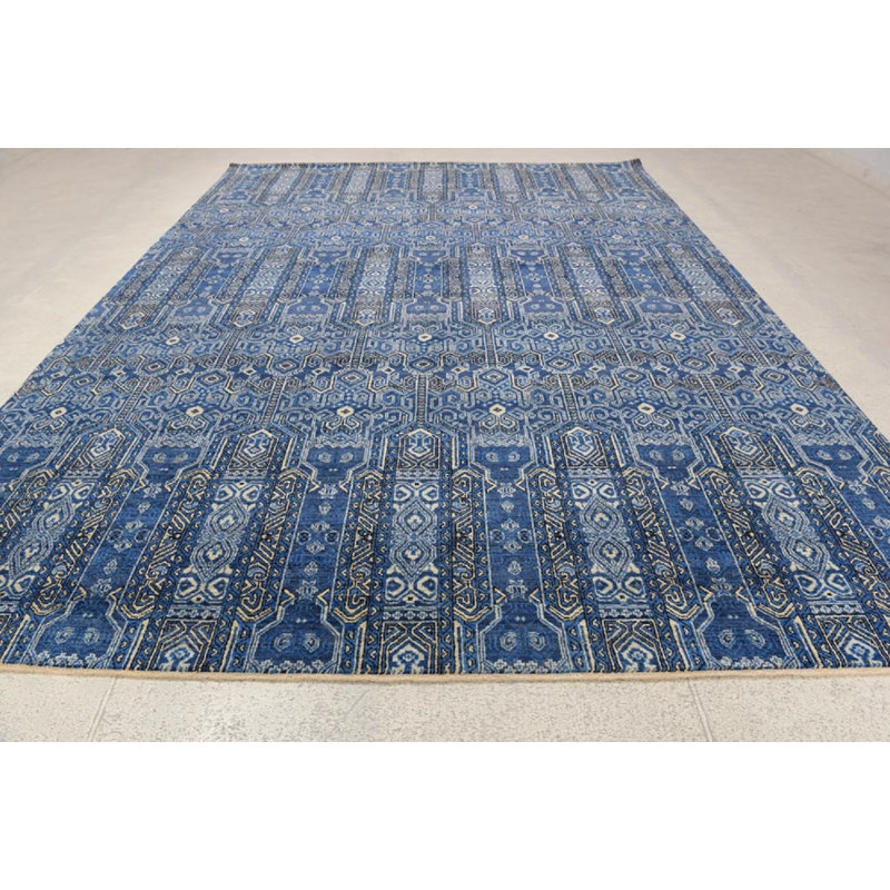 Transitional One-of-a-Kind Rectangle 9' x 12' Rectangle Wool Area Rug in Blue