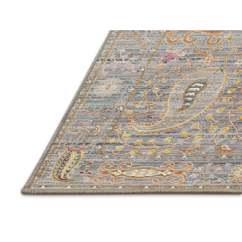Tapis oriental multicolore tissé à la machine Oriental, Rectangle 6 pi x 9 pi