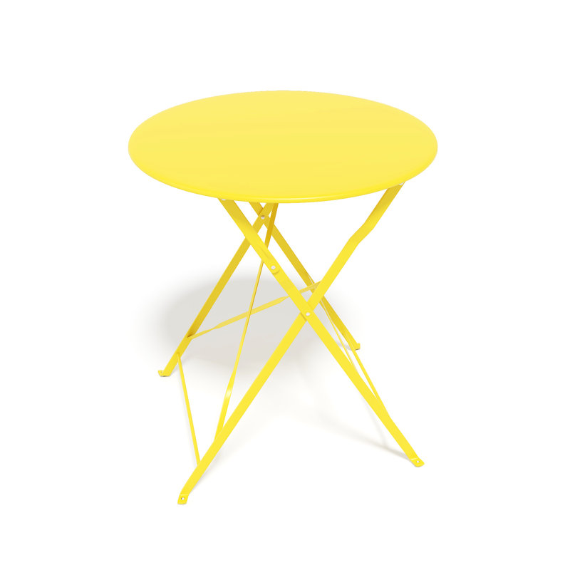 Table de bistro et chaises pliantes pour l'extérieur et l'intérieur, 2 chaises jaunes, capacité de poids élevée, patio confortable pour 2, 3 pièces avec table, coussins
