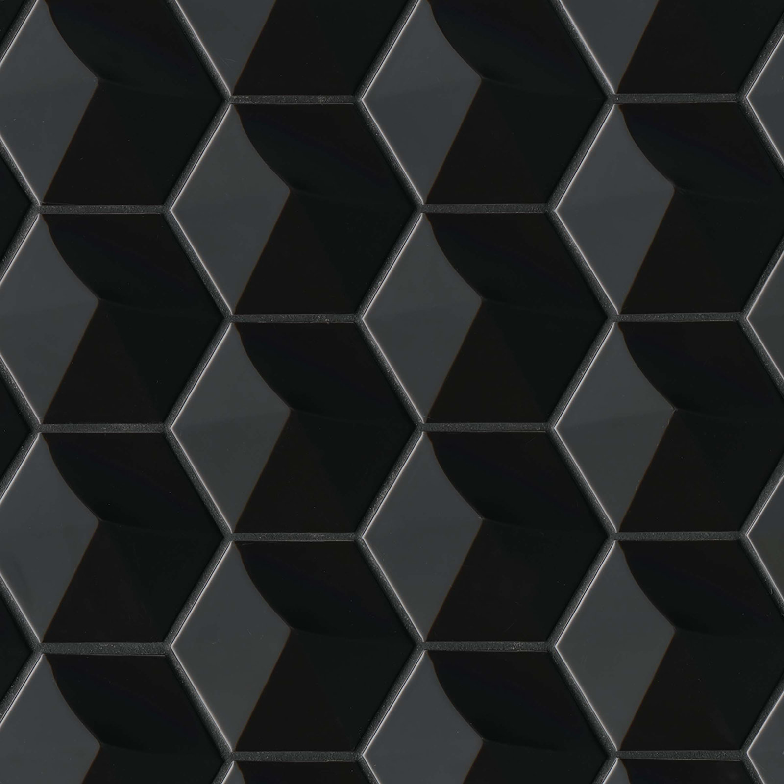 Hedron 4" x 5" Straight Edge Ceramic Singular Wall Tile, Black
