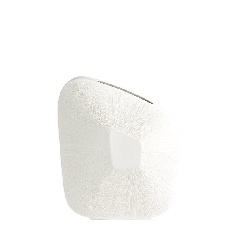 Handmade Ceramic Table Vase, Matte White, 17" H x 14" W x 5" D