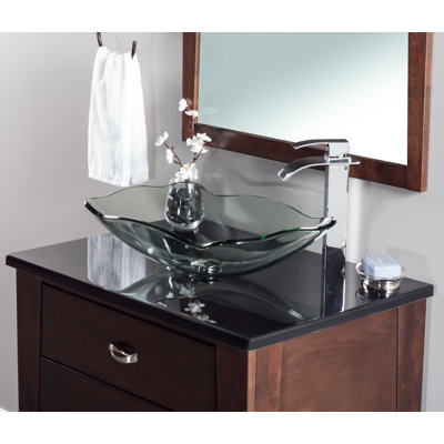 Novatto 15'' Glass Rectangular Bathroom Sink