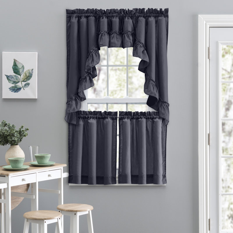 Ellis Tailored Cafe Curtain, Navy, 56" W x 24" L